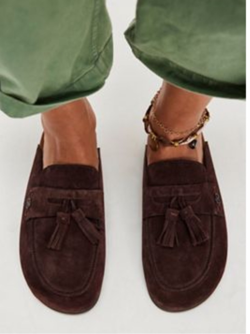 Sam Edelman Astrid Tassel Cozy Suede Mules Cafe Noir US 8.5